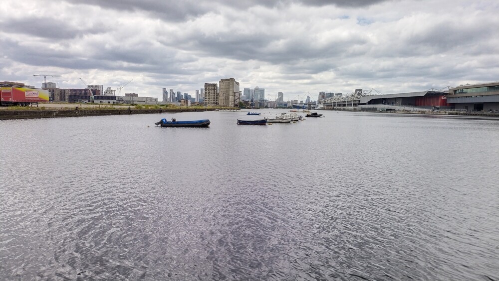 looking towards the Isle of Dogs from the Royal Victoria Dock