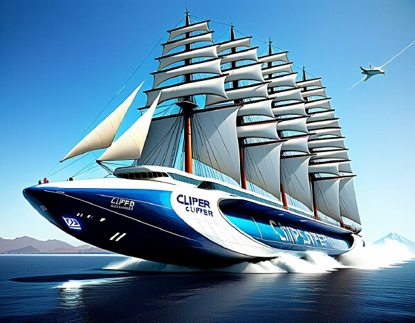 the AI’s idea of eco-clipper zero emissions transport by sea